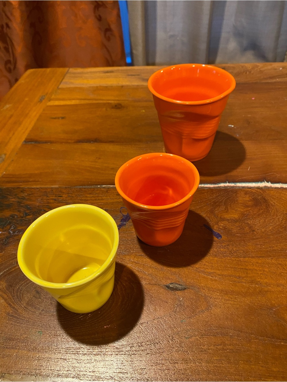 Revol Cappuccino/ Espresso Porcelain Cups- Crumpled Cup Design